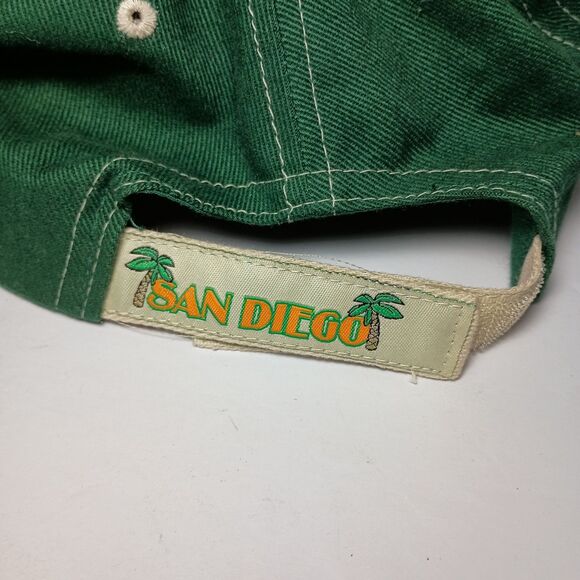Rare San Diego Tan Adjustable Hat Beige Baseball Cap Green Palm Trees Khaki - Picture 8 of 16